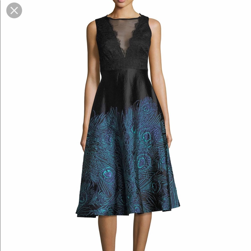 New Trina Turk Peacock Cocktail Dress